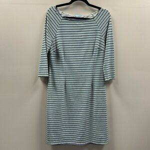 J. McLaughlin Catalina Cloth Green & Blue Striped Shift Dress Size Medium
